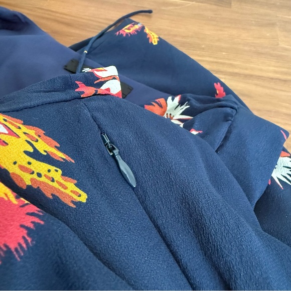 Madewell Silk Poppy Dress in Cactus Flower Navy Floral Fit and Flare Mini - Picture 11 of 16